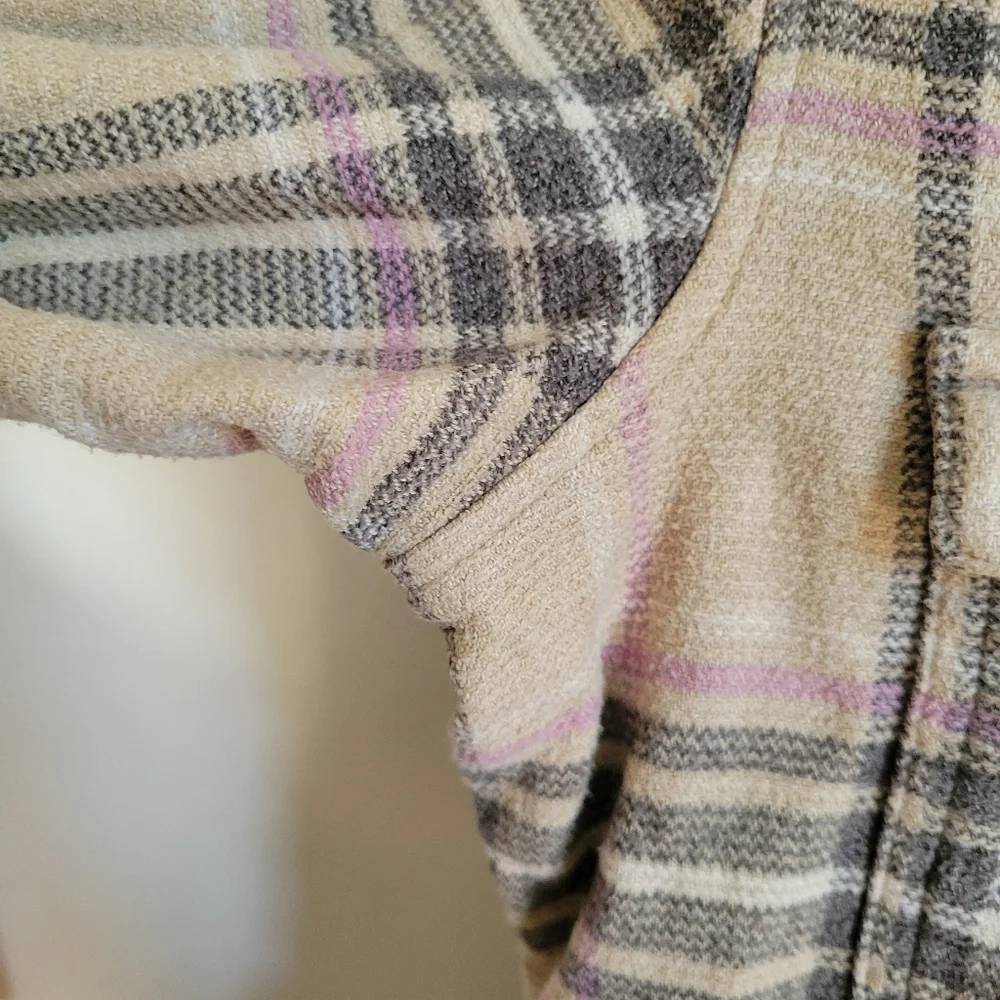 Patagonia Plaid Flannel Long Sleeve Button Down Cream Tan Organic Cotton XS 2 - Picture 4 of 8